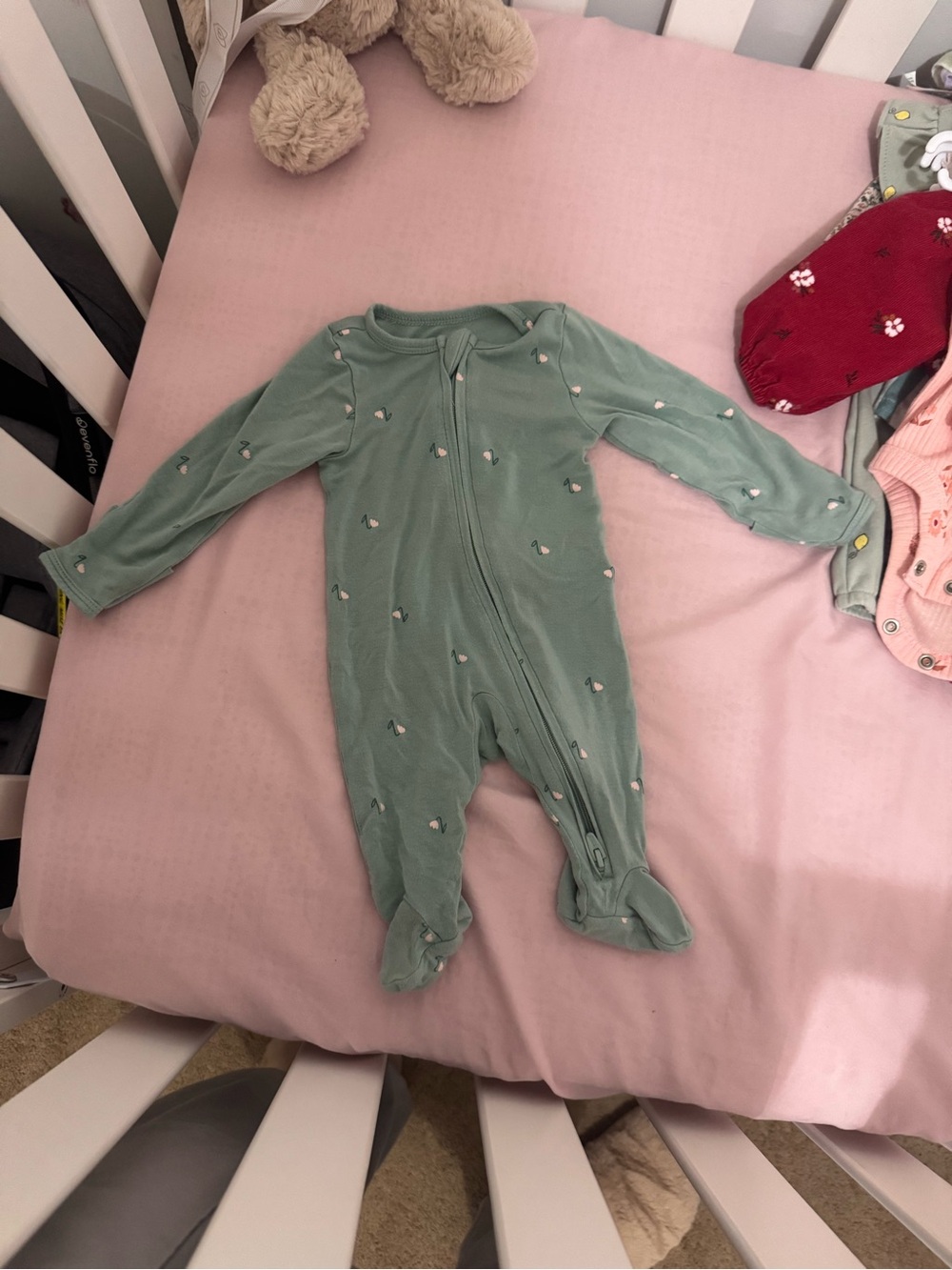 wonder nation Mint Green Footed One-Piece Zippered Sleepsuit